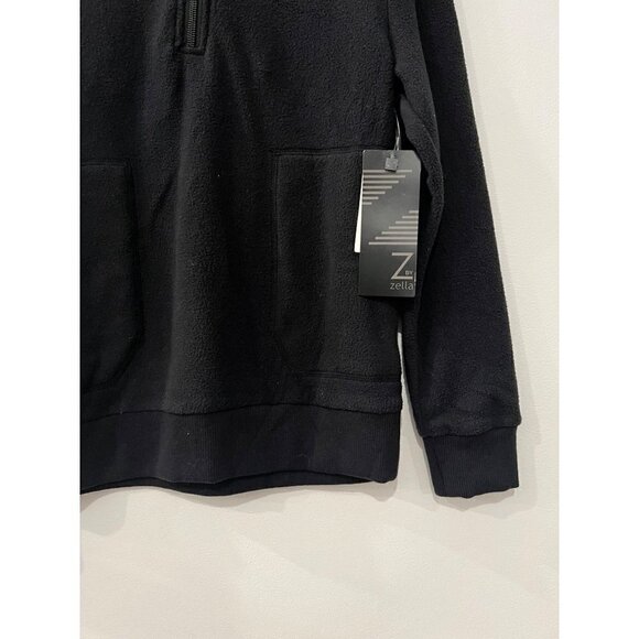 New Z by Zella Kids Size S (7/8) Quarter Zip Fleece Top Black Front Pockets - Picture 13 of 13
